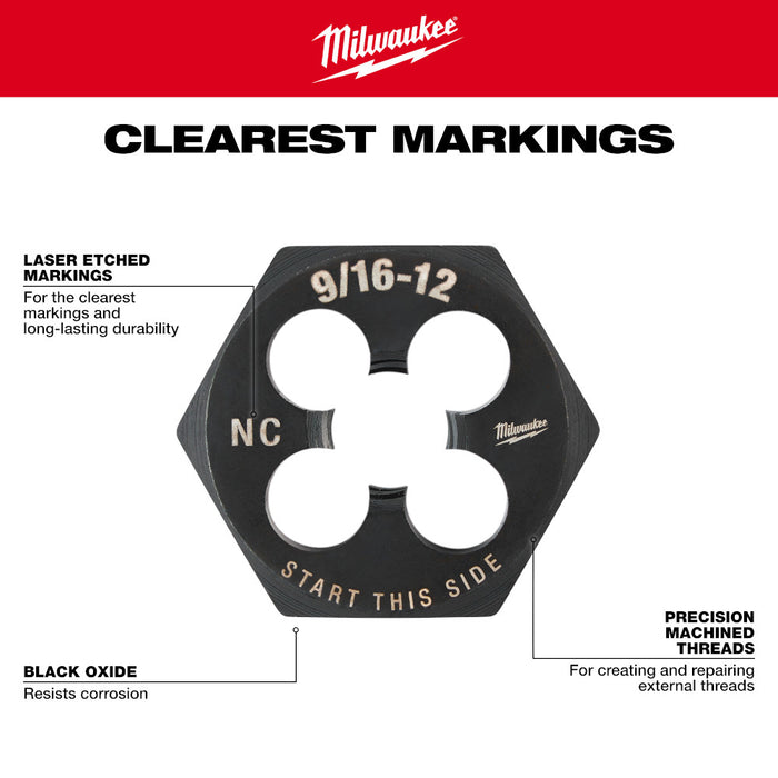 Filière hexagonale de 1-7/16" - 3/4" X 10NC Milwaukee - Quincaillerie G.H. Berger