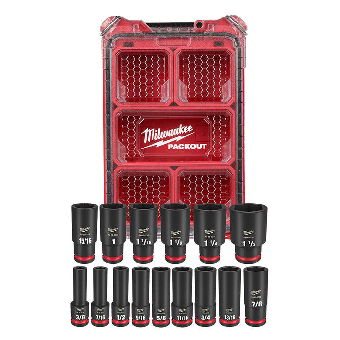 Ensemble de 15 douilles Packout à prise 1/2" - SAE Milwaukee - Quincaillerie G.H. Berger