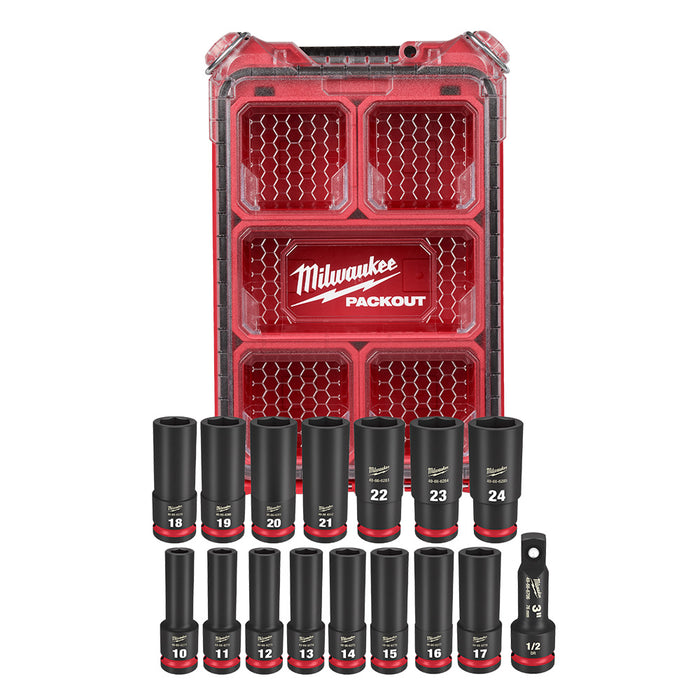 Ensemble de 16 douilles Packout à prise 1/2" - Métrique Milwaukee - Quincaillerie G.H. Berger