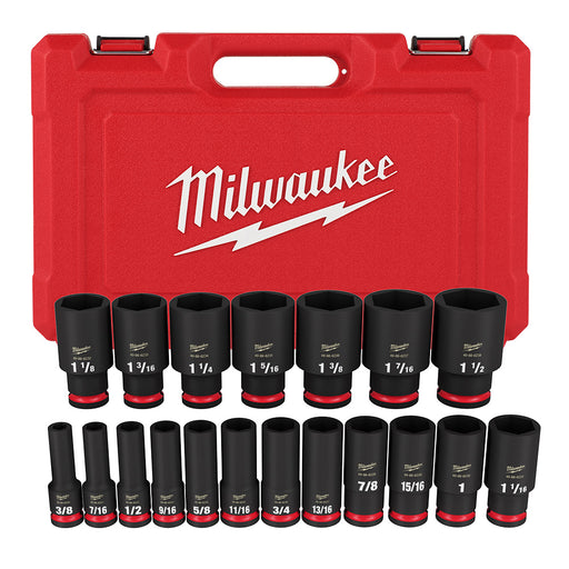 Ensemble de 19 douilles à chocs 6 pans à prise 1/2" - SAE Milwaukee - Quincaillerie G.H. Berger