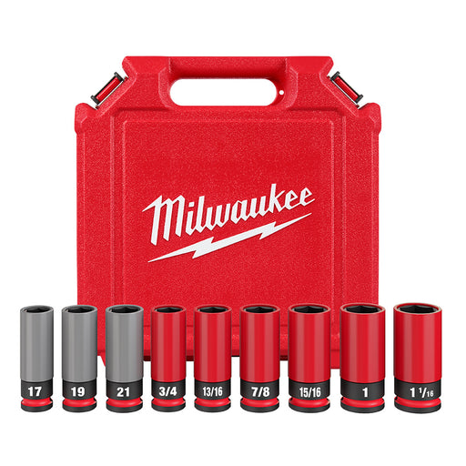 Ensemble de 9 douilles à chocs pour écrous de roues à prise 1/2" - SAE et métrique Milwaukee - Quincaillerie G.H. Berger