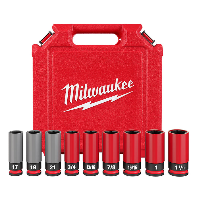 Ensemble de 9 douilles à chocs pour écrous de roues à prise 1/2" - SAE et métrique Milwaukee - Quincaillerie G.H. Berger
