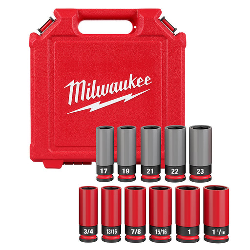 Ensemble de 11 douilles à chocs pour écrous de roues à prise 1/2" - SAE et métrique Milwaukee - Quincaillerie G.H. Berger
