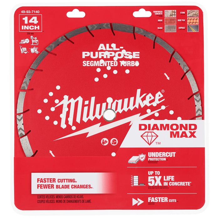 Lame au diamant Turbo segmentée 14" Milwaukee - Quincaillerie G.H. Berger