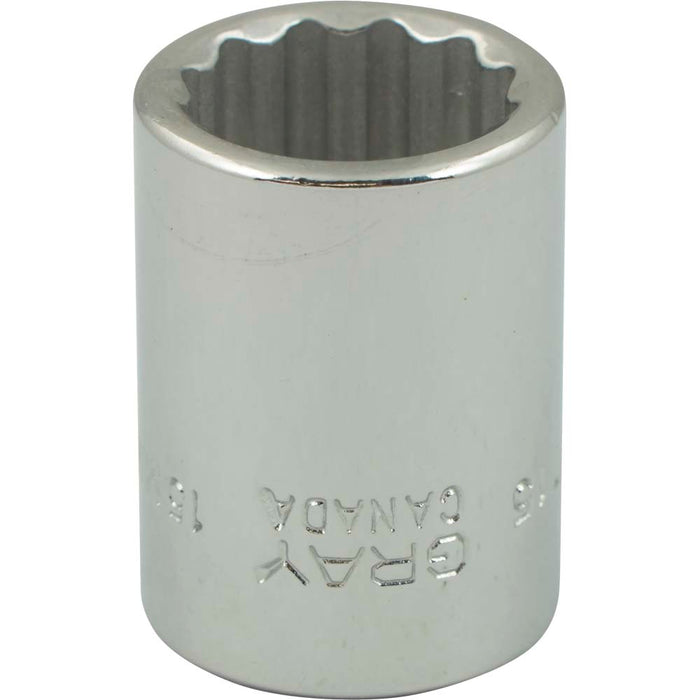 Douille chromée régulière à prise 3/8" (12 pans x 15 mm) - Quincaillerie G.H. Berger