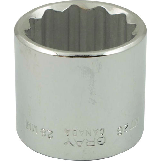 Douille chromée régulière à prise 3/8" (12 pans x 26 mm) - Quincaillerie G.H. Berger