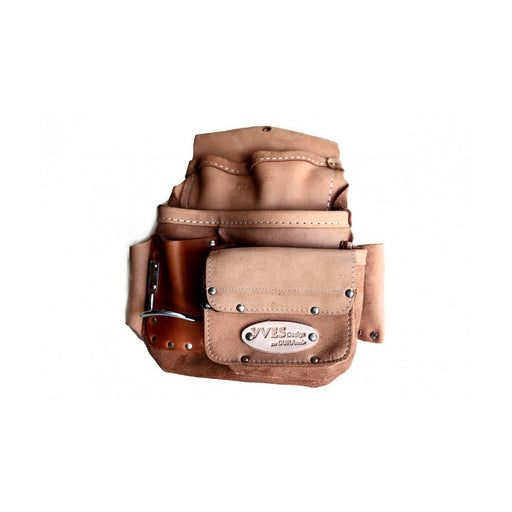Sac à 3 poches avec porte-marteau et pochette velcro (Naturel) DURAcuir Industriel - Quincaillerie G.H. Berger