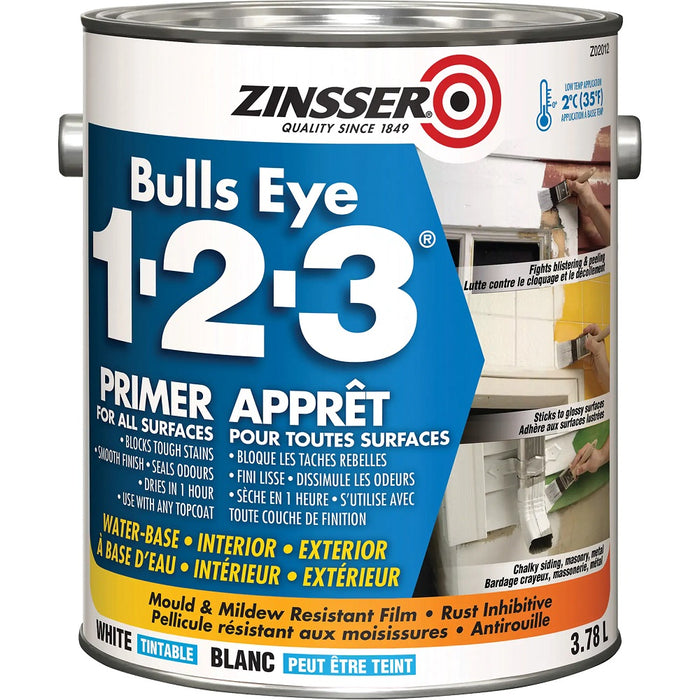 Apprêt Bulls Eye 1-2-3 - Zinsser - 3,78L - Quincaillerie G.H. Berger