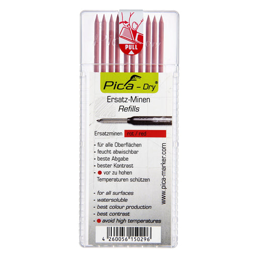 Mines rouges pour crayon Pica Dry - Paquet de 10 Pica - Quincaillerie G.H. Berger