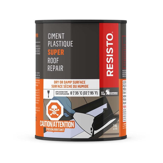 Ciment plastique SUPER pour toitures - Noir - 1 kg Resisto