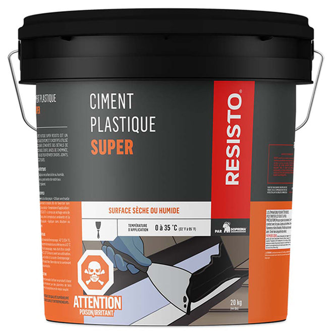 Ciment plastique SUPER pour toitures - Noir - 20 kg Resisto