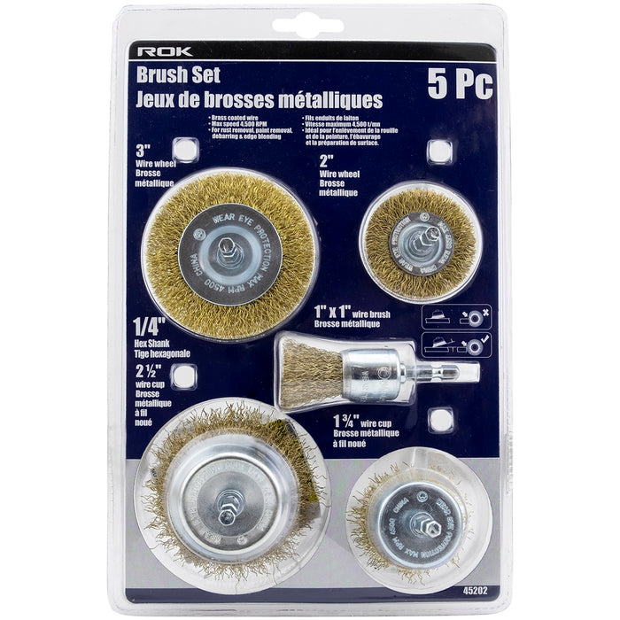 Ensemble de 5 brosses abrasives métalliques mixtes ROK - Quincaillerie G.H. Berger