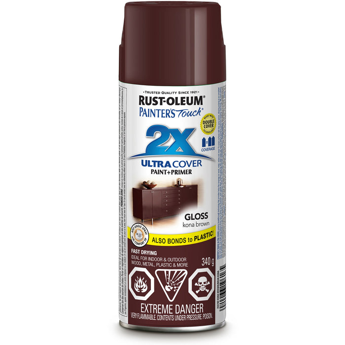 Peinture en aérosol Rust-Oleum Painter's Touch polyvalente - Fini lustré - Brun Kona - 340 g