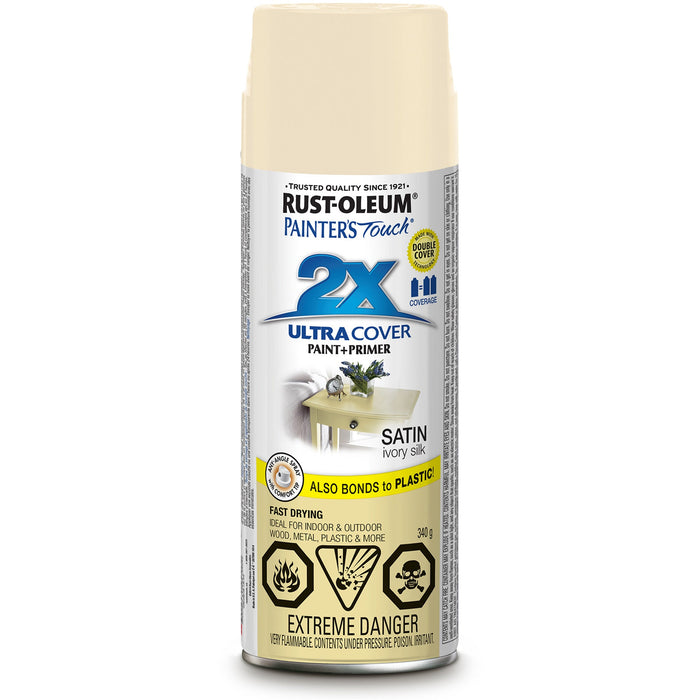 Peinture en aérosol Rust-Oleum Painter's Touch polyvalente - Fini lustré - Blanc soie d'ivoire - 340 g