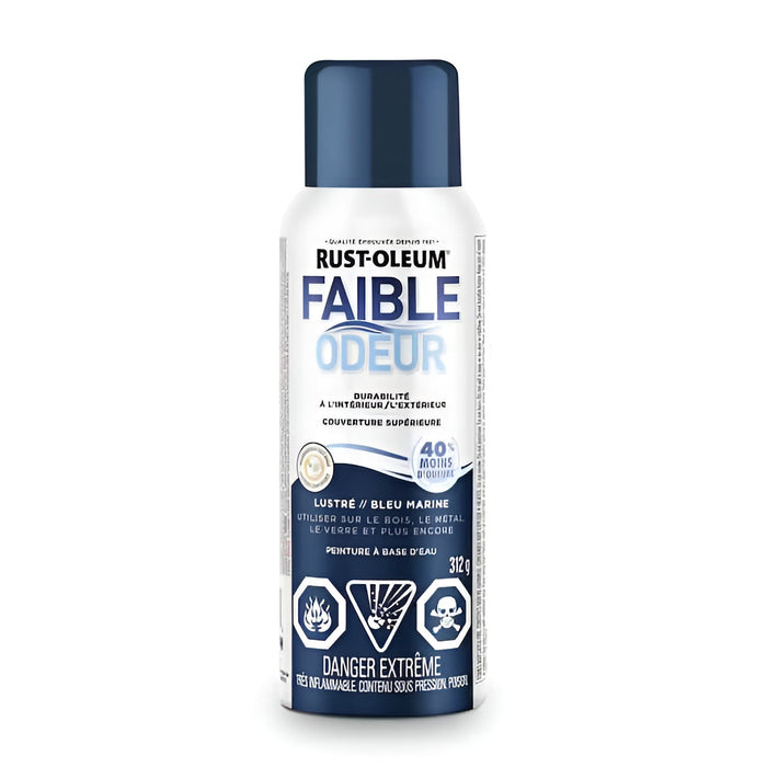 Peinture aérosol antirouille à faible odeur - Bleu marine - Fini lustré - 312 g Rust-Oleum