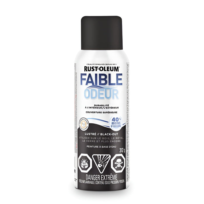 Peinture aérosol antirouille à faible odeur - Noir - Fini mat - 312 g Rust-Oleum