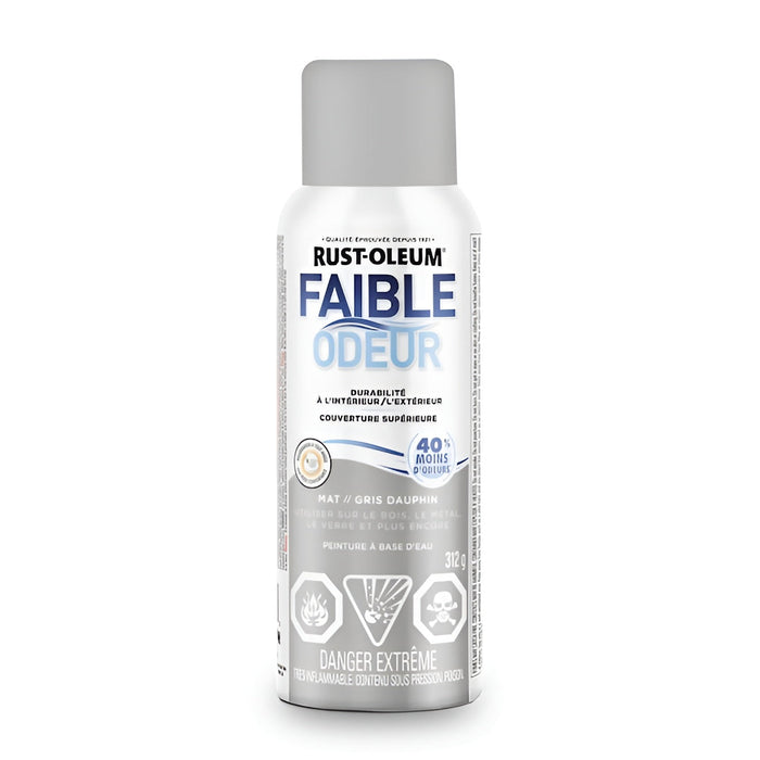 Peinture aérosol antirouille à faible odeur - Gris - Fini mat - 312 g Rust-Oleum