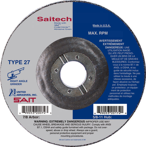 Meule à couper, Inox 4" x0.045", arbre 5/8" United Abrasives inc. Sait - Quincaillerie G.H. Berger