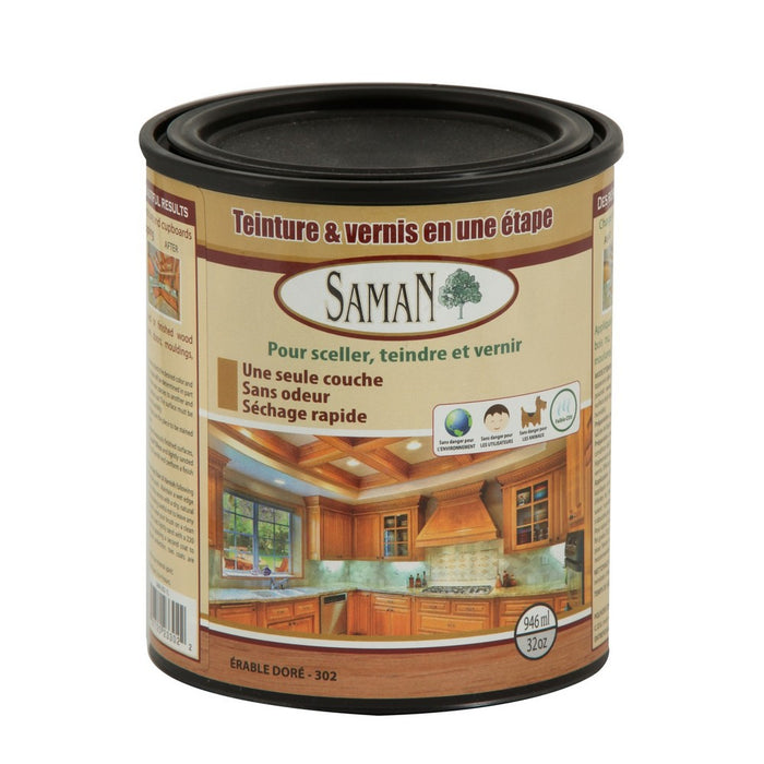 Teinture et vernis tout-en-un - Érable doré - 946 mL SamaN - Quincaillerie G.H. Berger