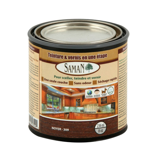 Teinture et vernis tout-en-un - Noyer - 236 mL SamaN - Quincaillerie G.H. Berger