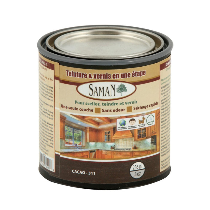 Teinture et vernis tout-en-un - Cacao - 236 mL SamaN - Quincaillerie G.H. Berger