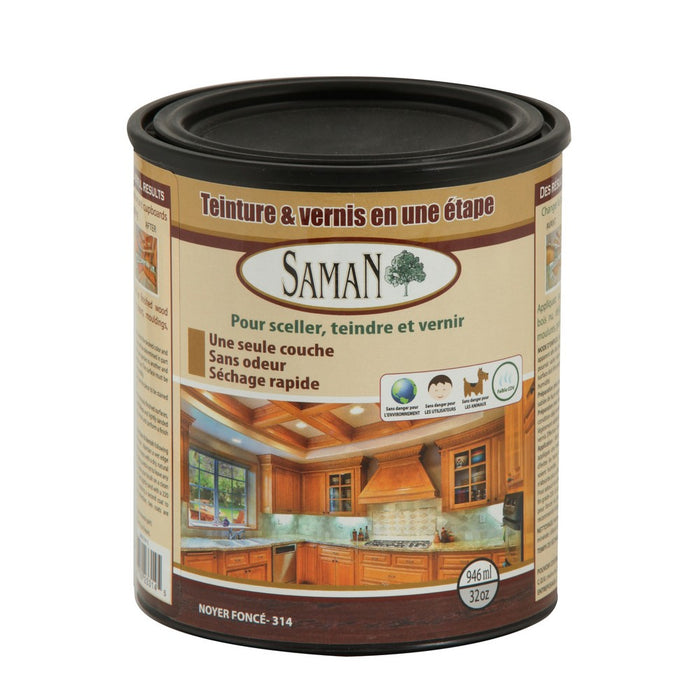 Teinture et vernis tout-en-un - Noyer foncé - 946 mL SamaN - Quincaillerie G.H. Berger