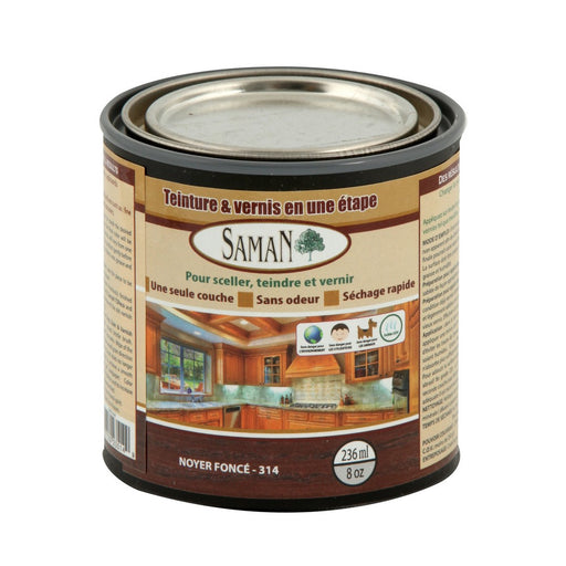 Teinture et vernis tout-en-un - Noyer foncé - 236 mL SamaN - Quincaillerie G.H. Berger