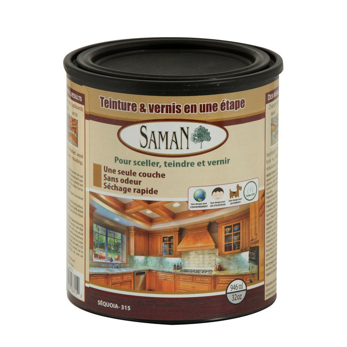 Teinture et vernis tout-en-un - Sequoia - 946 mL SamaN - Quincaillerie G.H. Berger