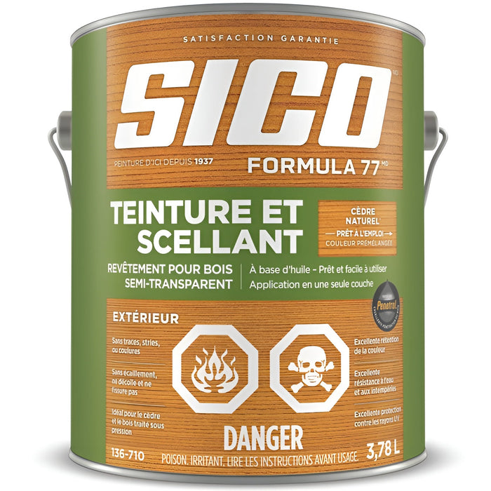 Teinture et scellant extérieur Formula 77 Sico - Cèdre naturel - 3.78 L SICO