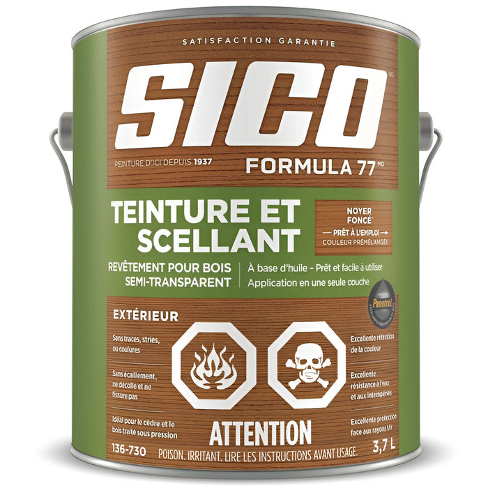 Teinture et scellant extérieur Formula 77 Sico - Noyer foncé - 3.78 L SICO
