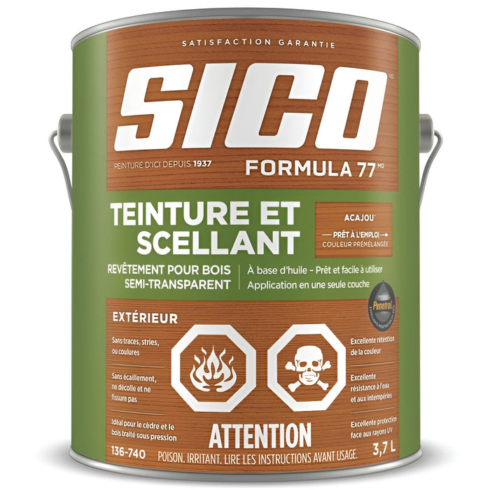 Teinture et scellant extérieur Formula 77 Sico - Bois acajou - 3.78 L SICO