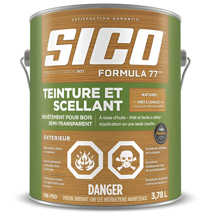 Teinture et scellant extérieur Formula 77 Sico - Bois naturel - 3.78 L SICO