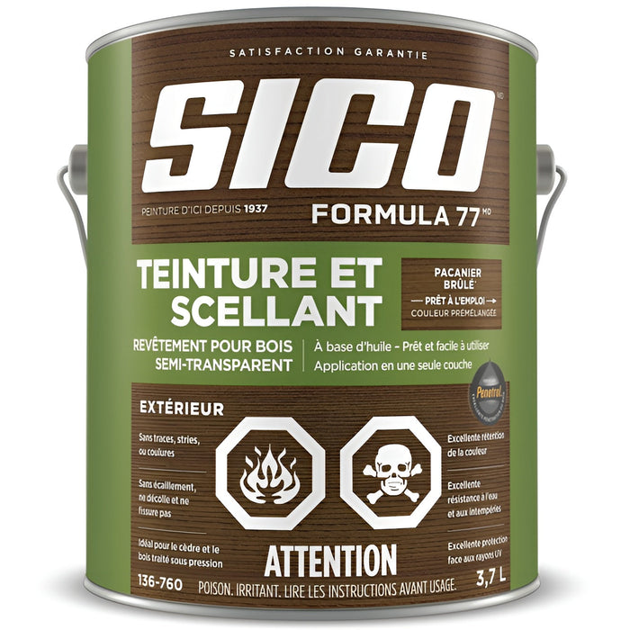 Teinture et scellant extérieur Formula 77 Sico - Pacanier brûlé - 3.78 L SICO