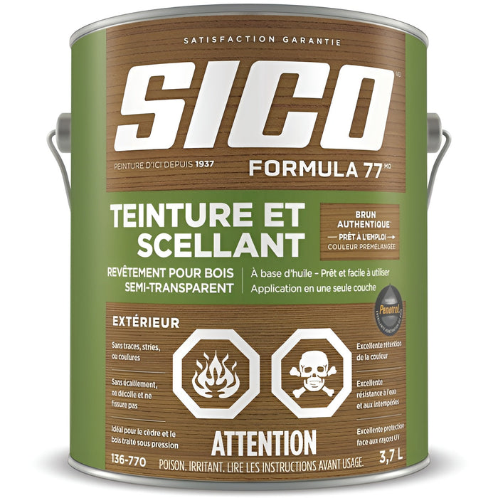 Teinture et scellant extérieur Formula 77 Sico - Brun authentique - 3.78 L SICO