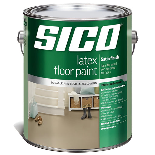 Peinture à plancher 100% latex intérieure et extérieure - Base 1 - Fini satiné - 3.7 L SICO - Quincaillerie G.H. Berger