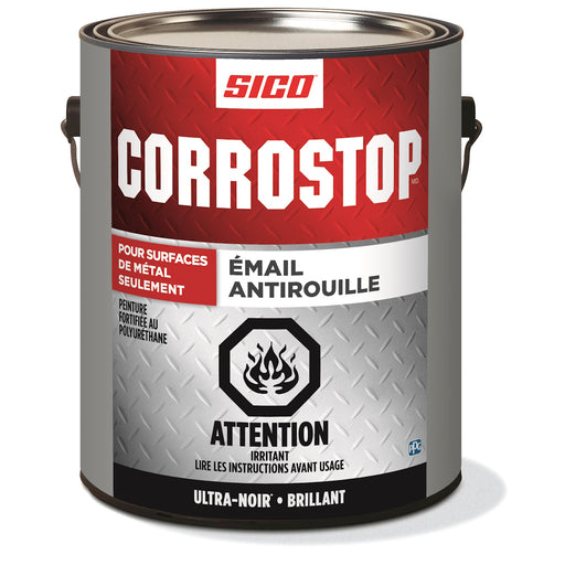 Peinture antirouille - Corrostop - Ultra-noir - Fini lustré - 3.78 L SICO - Quincaillerie G.H. Berger