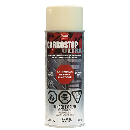 Peinture antirouille en aérosol - Corrostop - Amande - Fini lustré - 340 g SICO - Quincaillerie G.H. Berger