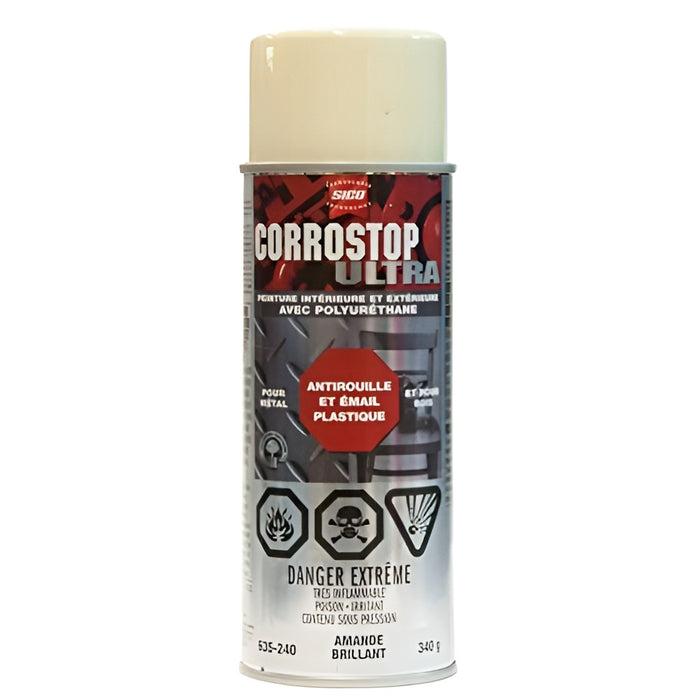 Peinture antirouille en aérosol - Corrostop - Amande - Fini lustré - 340 g SICO - Quincaillerie G.H. Berger