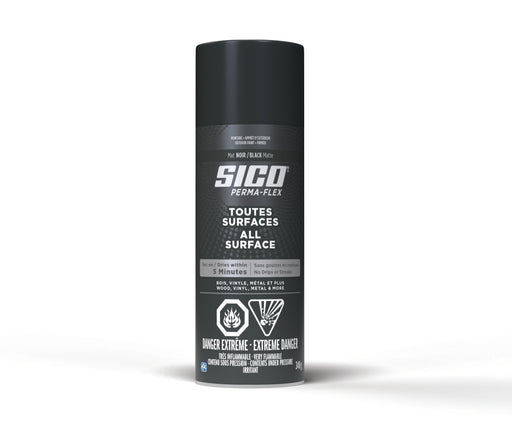Peinture toute surface Permaflex en aérosol - Ext. - Noir - Fini mat - 340 g - SICO - Quincaillerie G.H. Berger