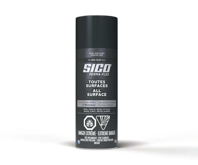 Peinture toute surface Permaflex en aérosol - Ext. - Noir - Fini mat - 340 g - SICO - Quincaillerie G.H. Berger