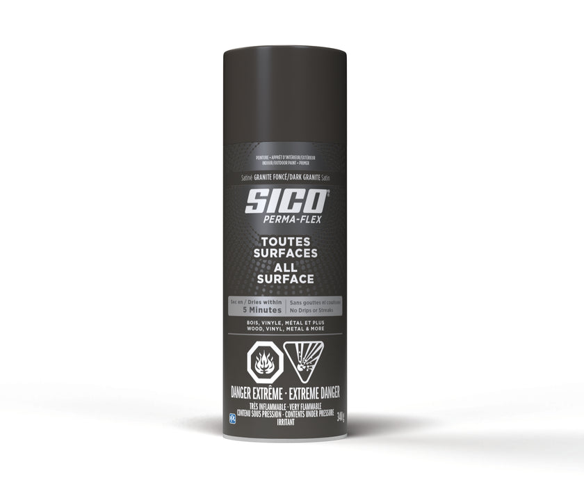 Peinture toute surface Permaflex en aérosol - Int./Ext. - Granite foncé - Fini satiné - 340 g - SICO - Quincaillerie G.H. Berger