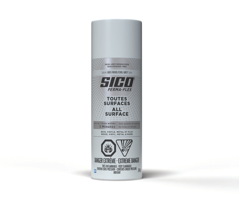 Peinture toute surface Permaflex en aérosol - Int./Ext. - Gris froid - Fini satiné - 340 g - SICO - Quincaillerie G.H. Berger