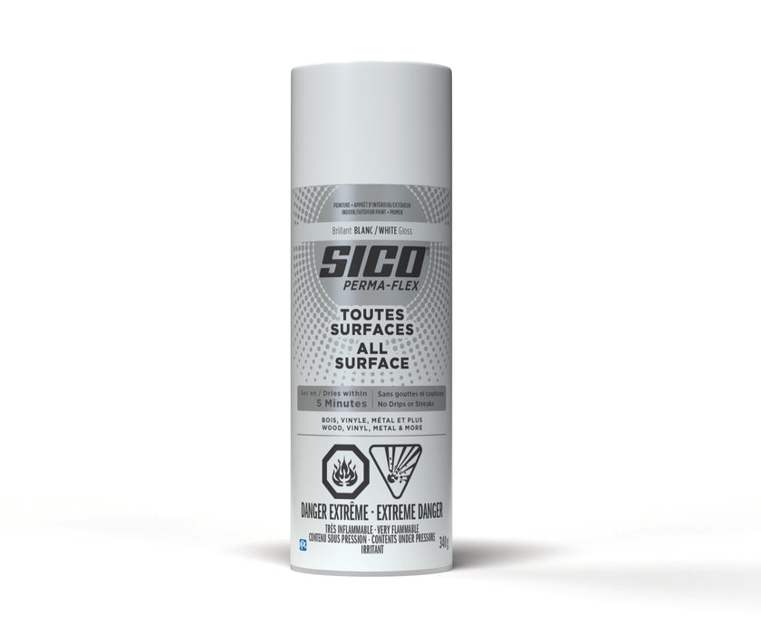 Peinture toute surface Permaflex en aérosol - Int./Ext. - Blanc - Fini lustré - 340 g - SICO - Quincaillerie G.H. Berger