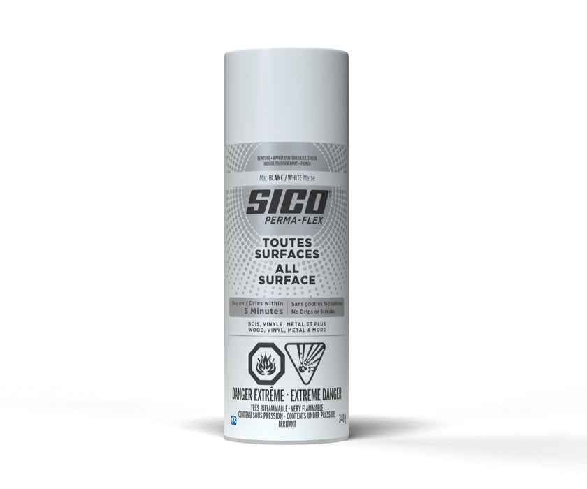 Peinture toute surface Permaflex en aérosol - Int./Ext. - Blanc - Fini mat - 340 g - SICO - Quincaillerie G.H. Berger