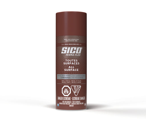 Peinture toute surface Permaflex en aérosol - Int./Ext. - Rouge brique - Fini satiné - 340 g - SICO - Quincaillerie G.H. Berger