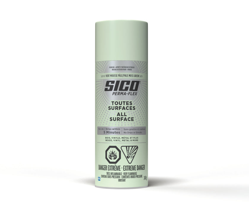 Peinture toute surface Permaflex en aérosol - Int./Ext. - Vert mousse pâle - Fini satiné - 340 g - SICO - Quincaillerie G.H. Berger