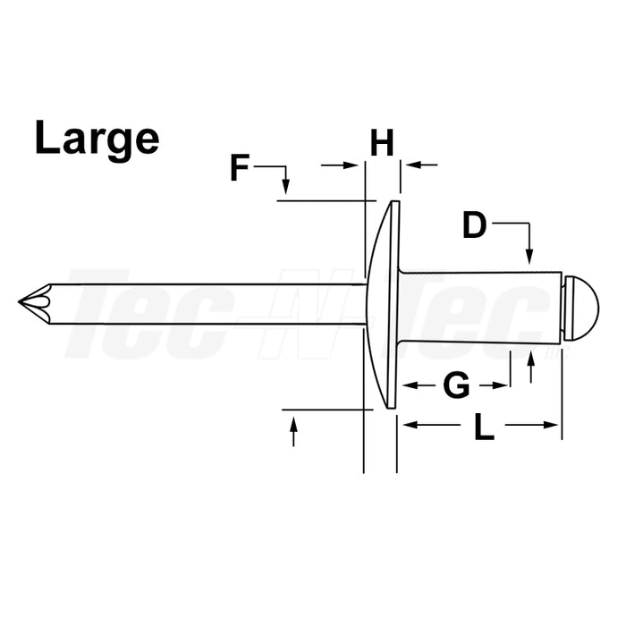 Rivet en aluminium 3/16" X 1/4" - Paquet de 50 Tec-N-Tec inc. - Quincaillerie G.H. Berger