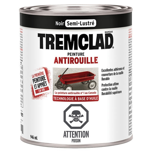 Peinture antirouille Tremclad - Noir - Fini semi-lustré - 946 mL - Quincaillerie G.H. Berger