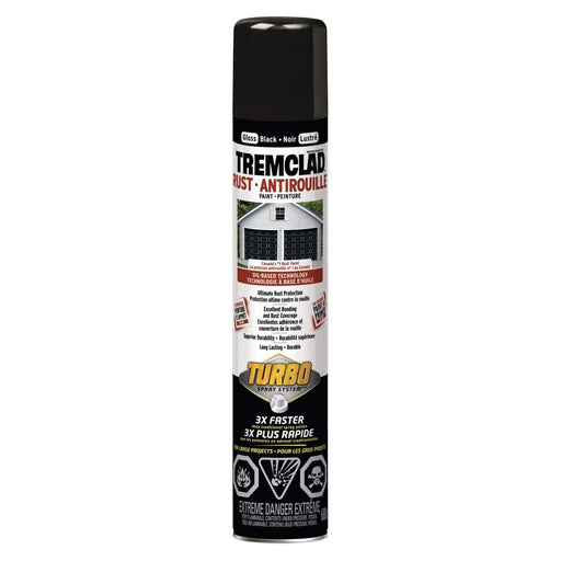 Peinture antirouille en aérosol - Tremclad Turbo - Noir - Fini lustré - 680 g - Quincaillerie G.H. Berger