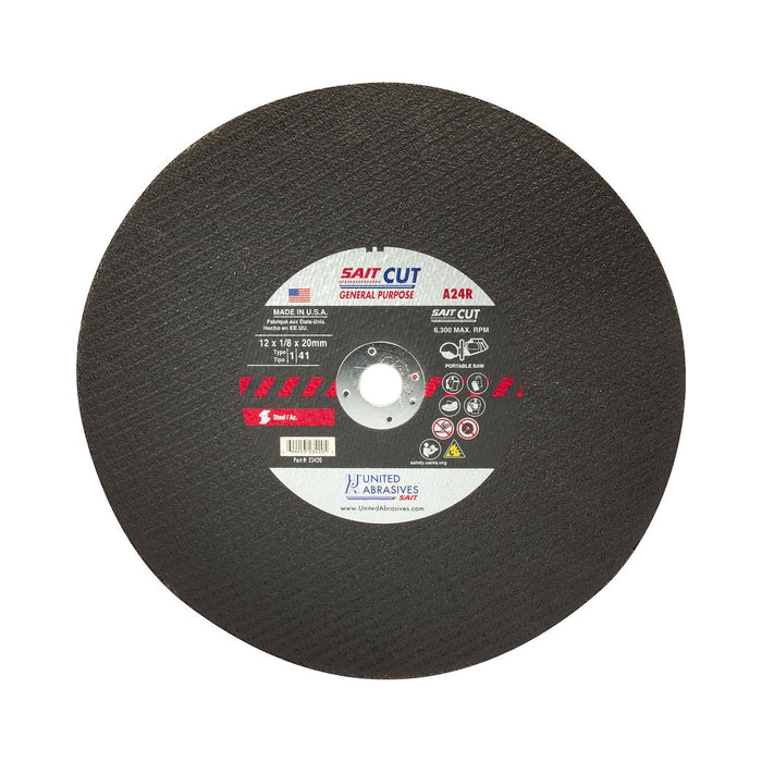 Meule de tronçonneuse pour métaux ferreux 12" - Arbre de 20 mm United Abrasives inc. Sait - Quincaillerie G.H. Berger